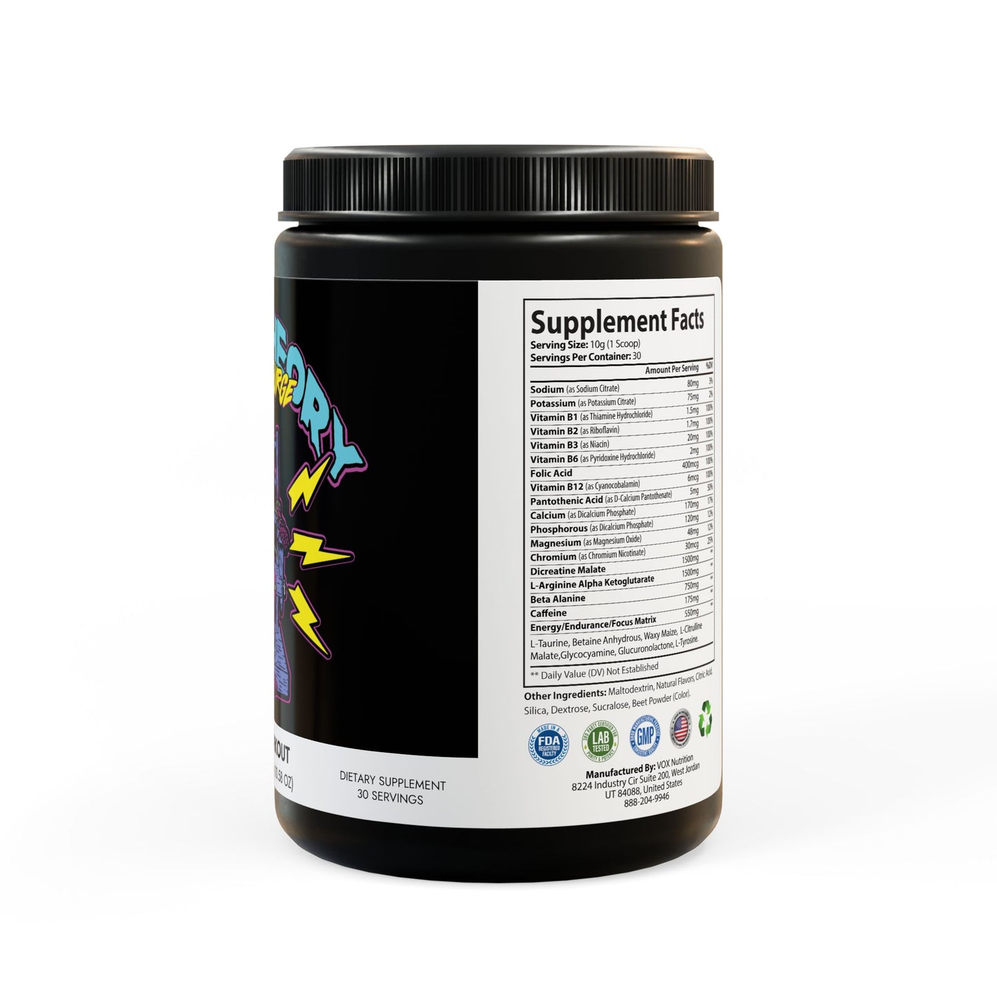 POWER SURGE Pre-Workout Supplement, Watermelon (300g, 10.58oz)
