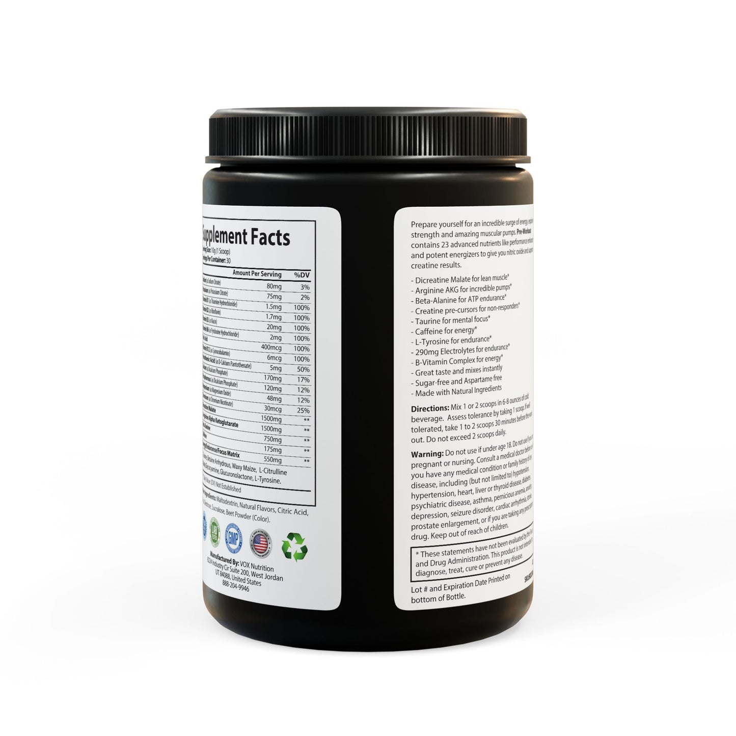 POWER SURGE Pre-Workout Supplement, Watermelon (300g, 10.58oz)