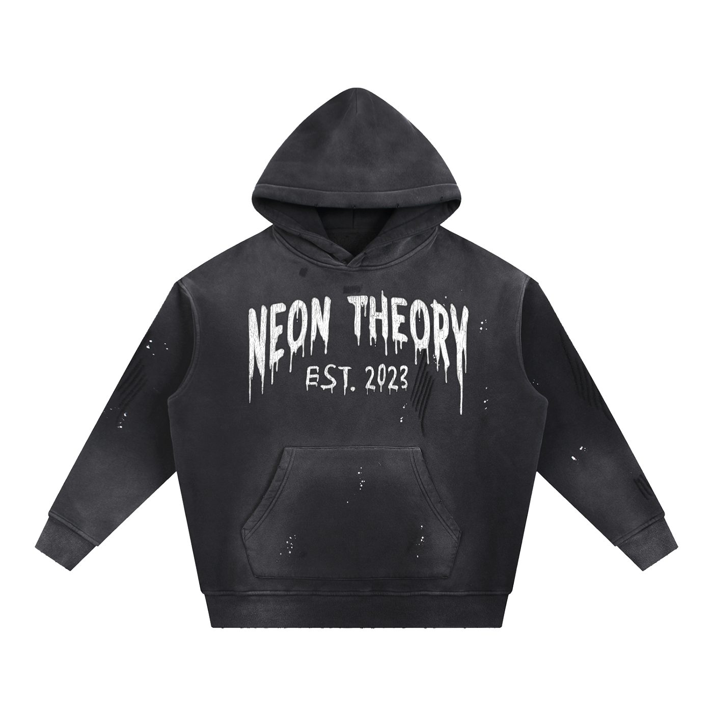 NEON THEORY Vintage Washed Frayed Fleece Hoodie