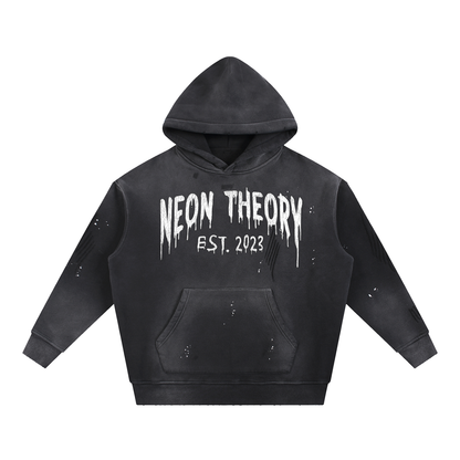 NEON THEORY Vintage Washed Frayed Fleece Hoodie